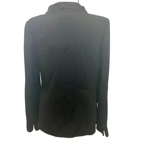 90’s OSCAR DE LA RENTA BLAZER SILK WOOL ZIP UP BLACK SZ 12 TAILORED GOTHCORE
